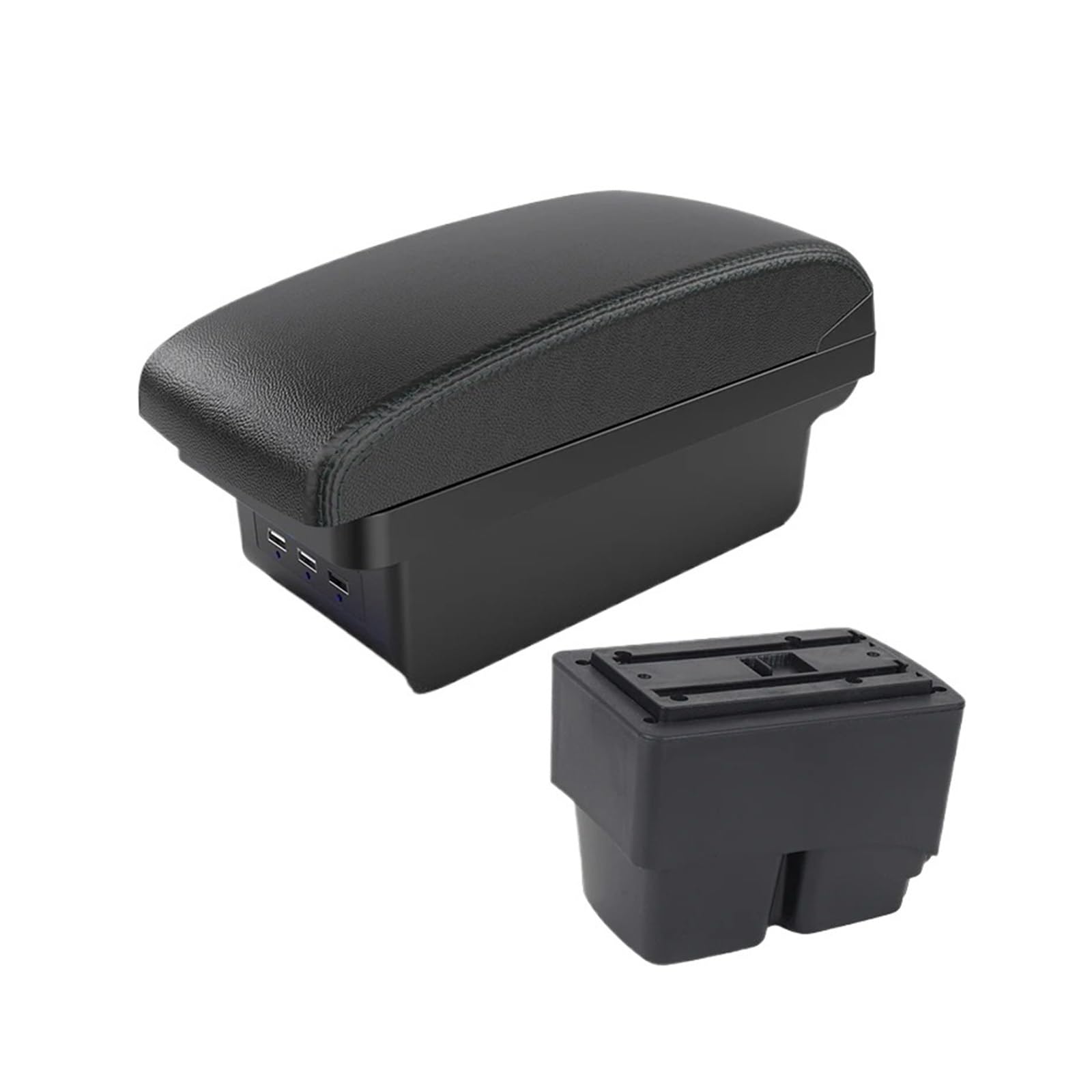 UMDJJU For Fiesta MK7 Car Armrest Dedicated Center Console Modified Storage Box Interior Accessories Easy To Install Car Centre Console Armrest Box(B2 Black line 3 USB)