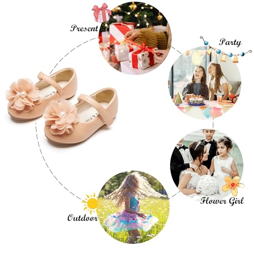 Image of Felix & Flora Toddler Flower Girl Dress Shoes - Girl Ballet Flats Party School Shoes Wedding