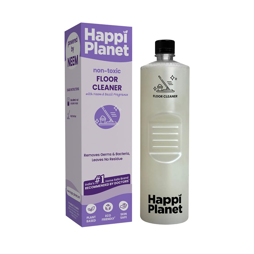 Organic & Herbal Floor & Bathroom Cleaner, Powered by Neem | 1L | Freshness of Basil | Natural, Plant Based, Non-Toxic, Eco-Friendly | Pet & Baby Safe | Marble, Granite & Wood Safe