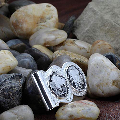 Image of Montana Silversmiths Made in the USA Western Lifestyle Money Clip (Buffalo Indian Nickel Scalloped)