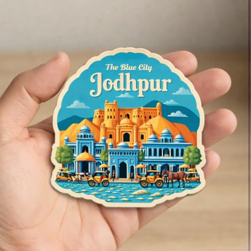 Image of Naxon Jodhpur City Theme Souvenir Wooden Fridge Magnet for Refrigerator - Printed Fridge Magnet for Kitchen & Home Decor | Perfect Souvenir Gift | Size 3x3 in | Pack of 1
