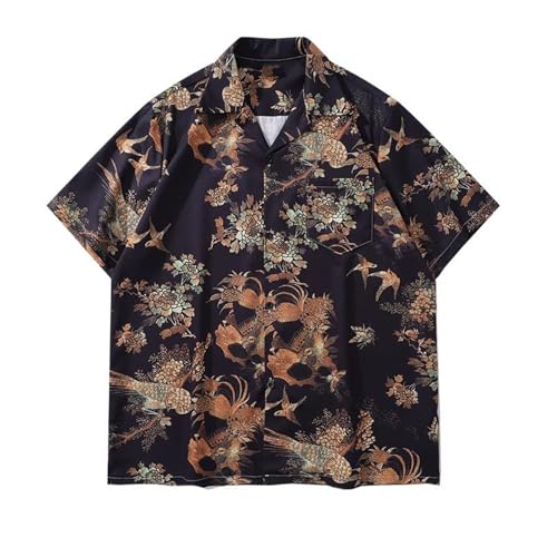 T-Shirt Homme Style Chinois Imprimé en Coton Léger Coupe Large pour l'Été