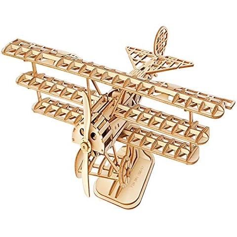 Rolife 3D Wooden Model Kits for Adults Kids Airplane Woodcraft Construction Kit 3D Wooden Puzzle DIY Toy Gift Cover