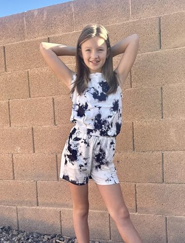 Image of Arshiner Girls 2 Piece Short Sets Sleeveless Tops and Shorts with Pockets | Round Neck Waist Elastic Sport Clothing Outfits Perfect for Spring Summer