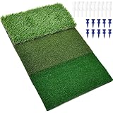 3-in-1 Golf-Abschlagmatte 60x30cm, Golf-Übungsmatte mit Rough und Fairway Schlagflächen, Abschlag Training Trainer Range Matte (60X30cm)