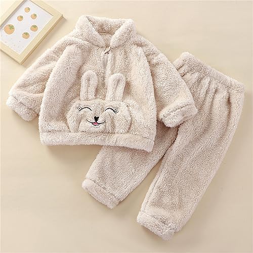 2 Piece Toddler Boys Girls' Winter Fleece Tracksuit Set Warm Fleece Matching Pants Set Tops+Pants2