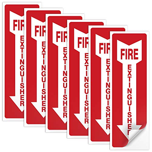(6 Pack) Fire Extinguisher Sign 4 X 12