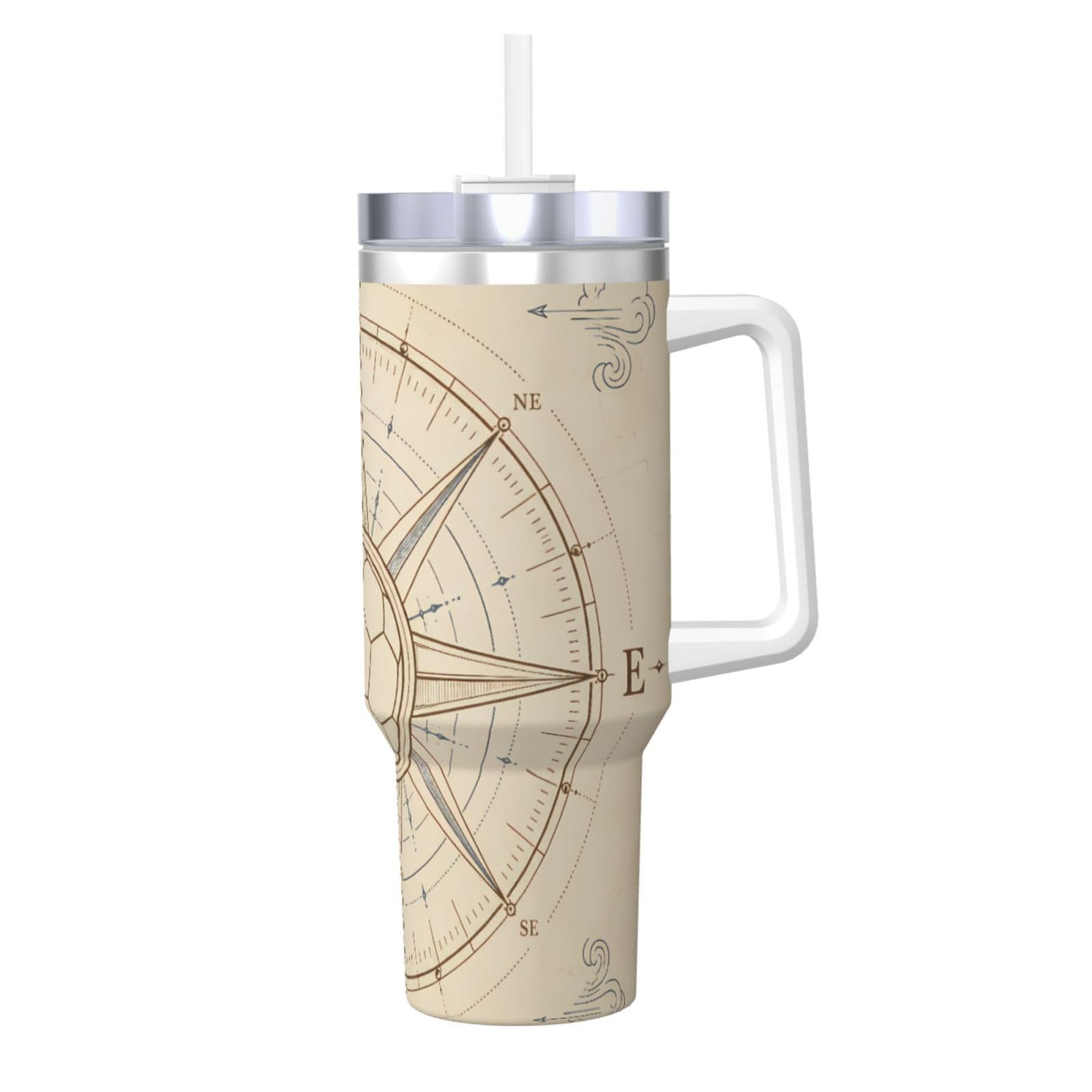 Taza de café para coche de 40oz, termo aislado de fútbol y botella de agua con pajilla