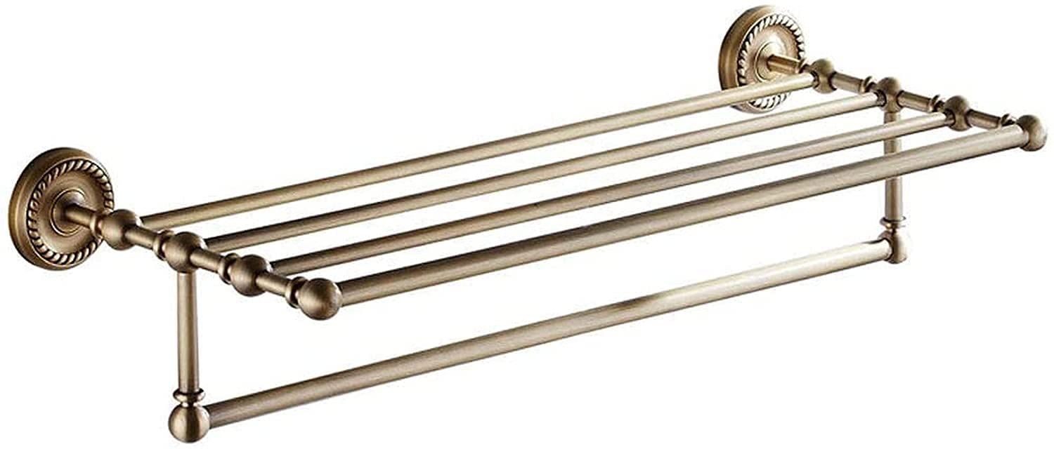 Statues Decoration Bathroom Towel Rack, European Style Towel Rack Brass Retro Double Wall-Mounted Racks Antique Color Accessories Towel Holder (White)