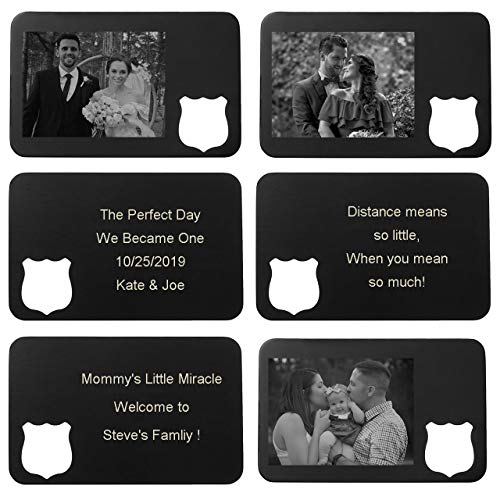 Personalized Master Custom Photo Text Stainless Steel Wallet Insert Card & Matching Keychain Customized Picture Love Note Anniversary Birthday Gifts, Police Badge3