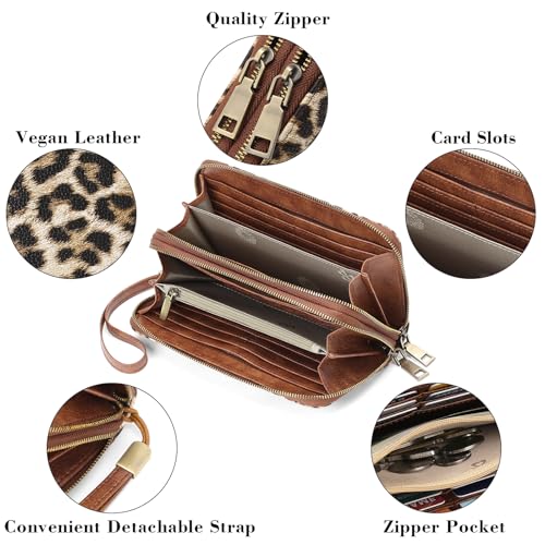 Image of GAEKEAO RFID Leather Wristlet Wallet for Women with Grip Strap