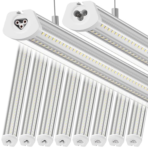 Image of Barrina 8FT LED Shop Light, 140W 17000LM 5000K, U-Shaped 3 Rows LED Garage Lights, Linkable, Hanging & Flush Mount, 8 Foot Commercial LED Shop Lights for Garage, Workshop, Kitchen, 10 Packs, Silver