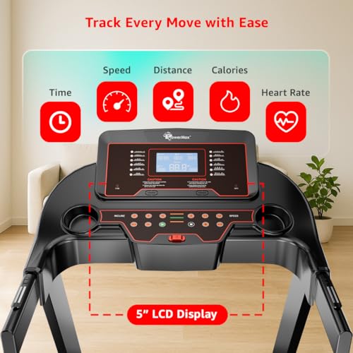 Image of PowerMax Fitness TAM-225 2HP (4HP Peak) Motorized Treadmill with Free Installation Assistance, Home Use & Manual Incline