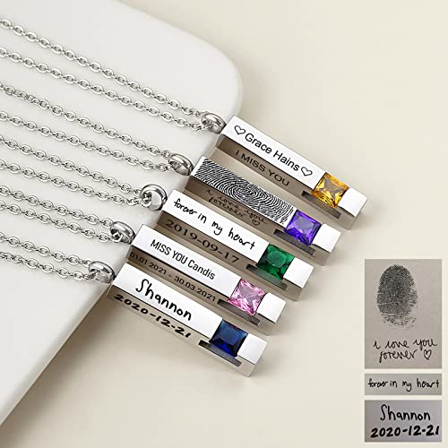 Custom Urn Necklaces for Ashes - Cremation Jewelry with Birthstone Crystals Name Necklace Pendant Personalized Memorial Keepsake for Ash Women Men Kids 5