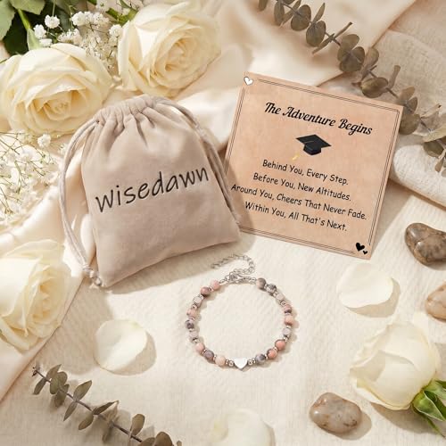 Image of Graduation & Back to School Gifts for Girls, Natural Stone Beaded Bracelet with Inspirational Quote Card, Jewelry for Daughter Granddaughter Niece Student