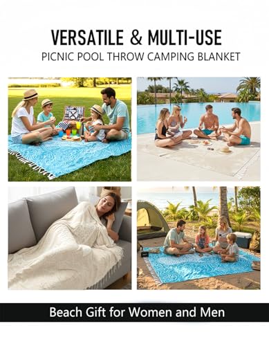 Image of Oversized Turkish Beach Towel Blanket Cotton Giant XL Sandproof Towels Huge Linen XXL Extra Large Big Throw Quilt Blankets for Adults Cloud Travel Camping Glamping Accessories Essentials Dolphin