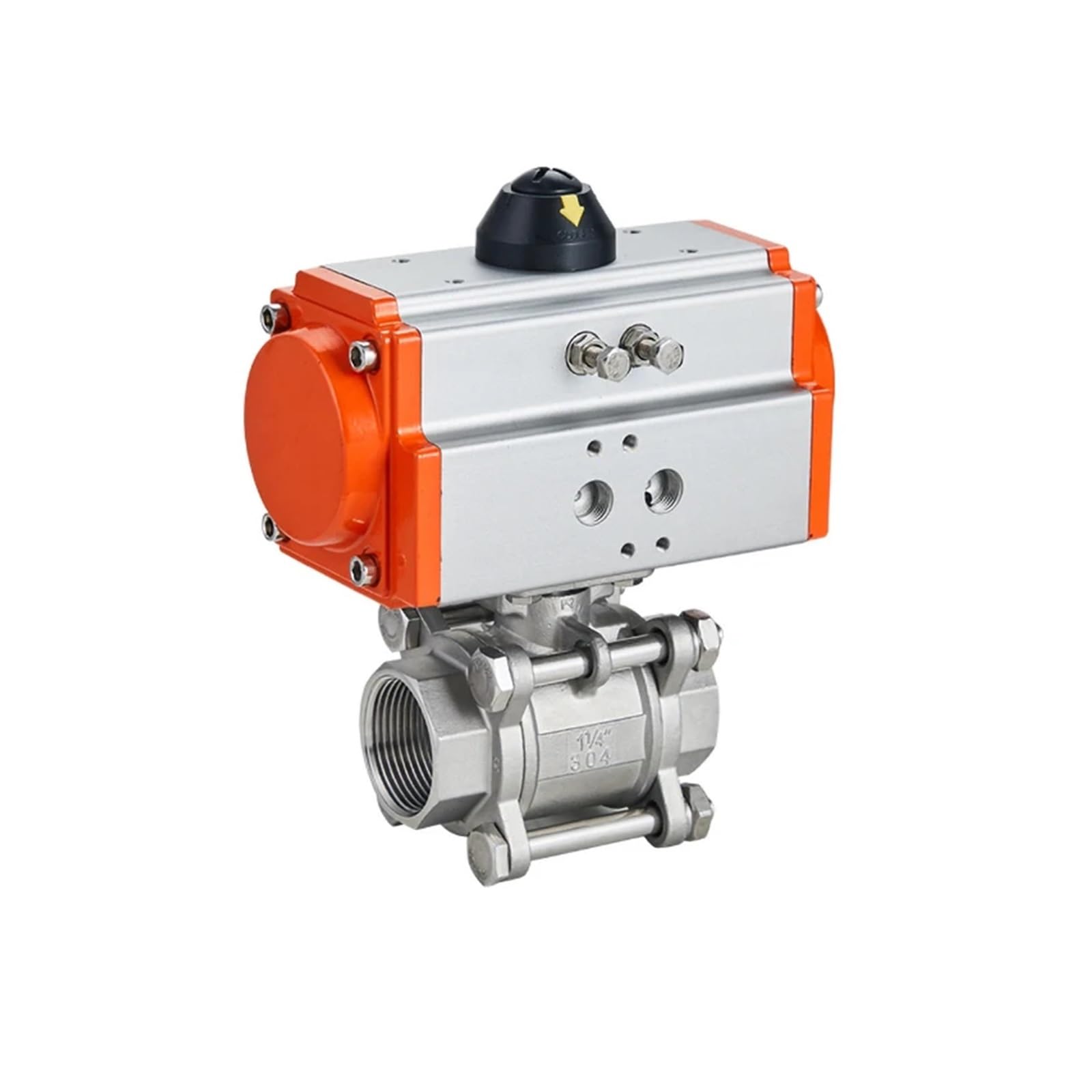 Swewdsqg One Color Dn32 High Platform Pneumatic Ball Valve Three Piece 304 Stainless Steel Double Acting Cylinder High Temperature Resistant
