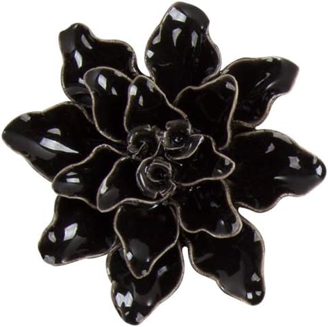 Insiswiner Ceramic Flowers Sculpture Home Hanging Handcrafted 3D Wall Art Decor Decoration for Living Room Bedroom Black Rose (Black Lily 3.54”)