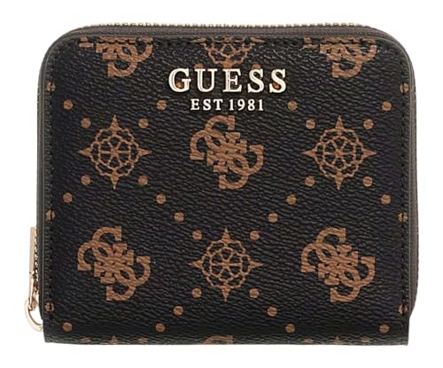 Porte-monnaie GUESS Carrie Logo SLG petit portefeuille marron foncé