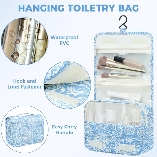 Image of BAGAIL 9 Set Packing Cubes with Packing List Luggage Packing Organizers for Travel Accessories (Blue paisley)