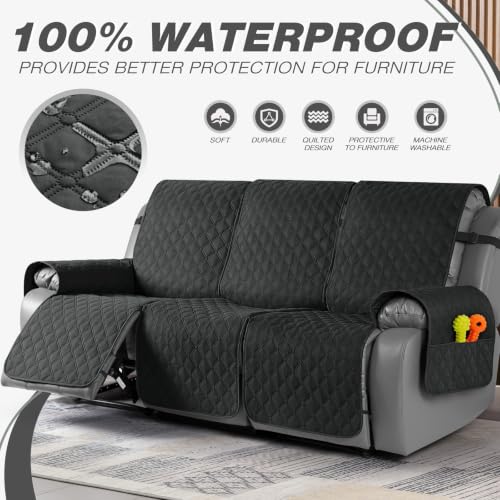 Image of TAOCOCO 100% Waterproof Recliner Sofa Covers Reversible, Charcoal Gray