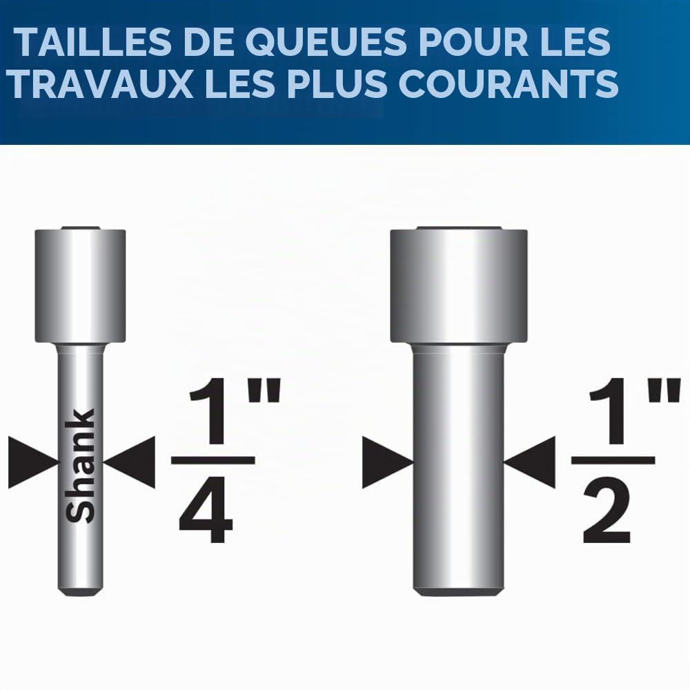 BOSCH RBS010 Lot de 10 fraises à défoncer professionnelles tout usage 1/2" et 1/4"