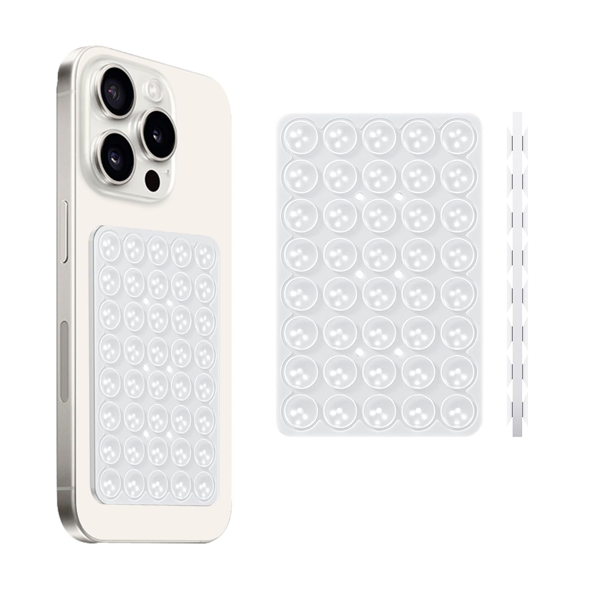 Silicone Car Suction Cup Phone Case Mount Double Sided, Hands-Free Strong Grip Phone Holder for Selfies and Videos, Auto Cellphone Stand Accessories, Universal for SUV, Truck, RV (Transparent)