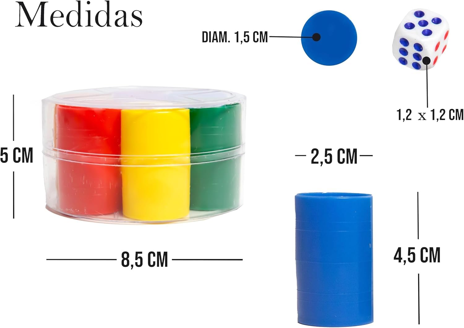 Falomir Set 6 Dadi In Plastica Per Gioco Del Parchís | Accessori Multicolore Per Gioco Da Tavolo | Ricambio Completo - 3