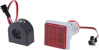 GUMEI 22mm Voltmetro CA Misuratore di frequenza Corrente Misuratore Quadrato Segnale Luminoso AC 60-500V 0-100A 20-75Hz Volt Digitale Amp Hz Indicatore Lampada a LED