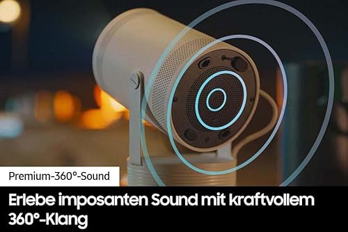 Samsung The Freestyle Tragbarer LED-Projektor, Full HD, HDR10, Beamer mit All Round Design, Auto Set-up, 360&deg;-Sound, SP-LFF3CLAXXXE [2023; Deutsches Modell]