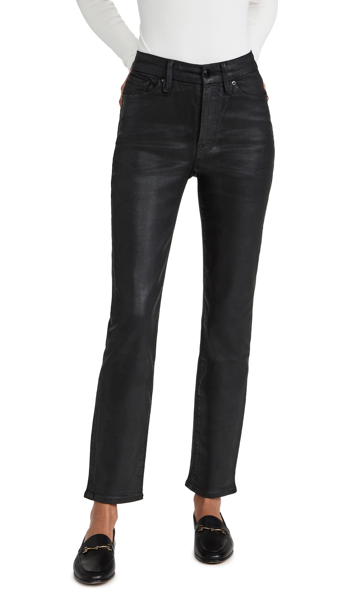 Good American Womens Good Classic Coated Pants