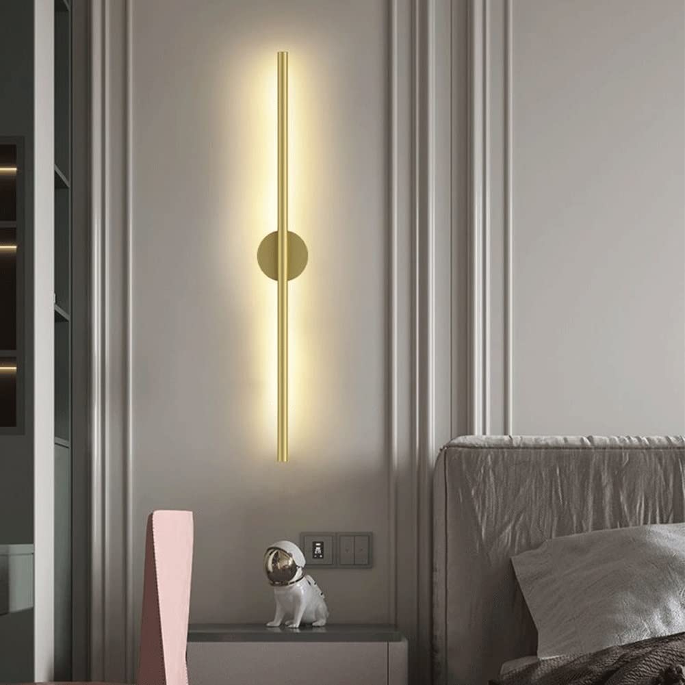 KKXXYQFC Kinkiety Kinkiety Długi pasek Kinkiet Aluminiowy kryty kinkiet LED Lampki nocne Astygmatyzm Kinkiet Naścienna oprawa oświetleniowa do sypialni Komoda Łazienka Pokój dzienny (Złoto A3000k,