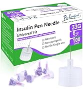 Pro Comfort Insulin Pen Needles 33G 6mm (1/4"), Diabetic Needles for Insulin Injections, 100 Ct, ...