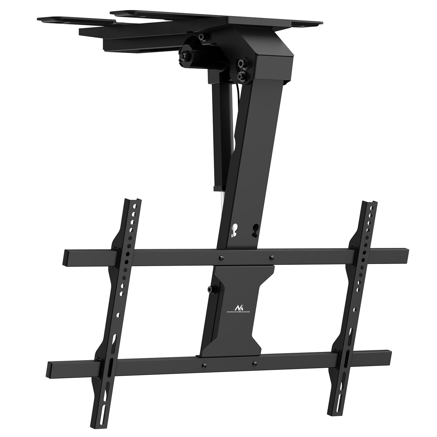 Supporto soffitto elettrico Maclean MC‑110 T TV 43-86″ fino a 45 kg VESA 800×400 inclinazione –80° motorizzazione Tuya telecomando sistema anti collisione nero
