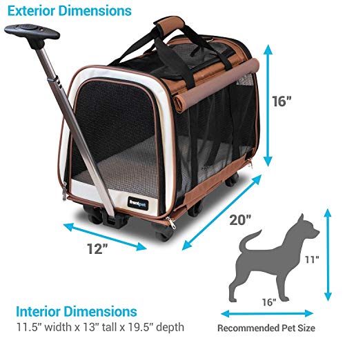 FrontPet Rolling Pet Travel Carrier - Travel Carrier with 6 Removable Wheels