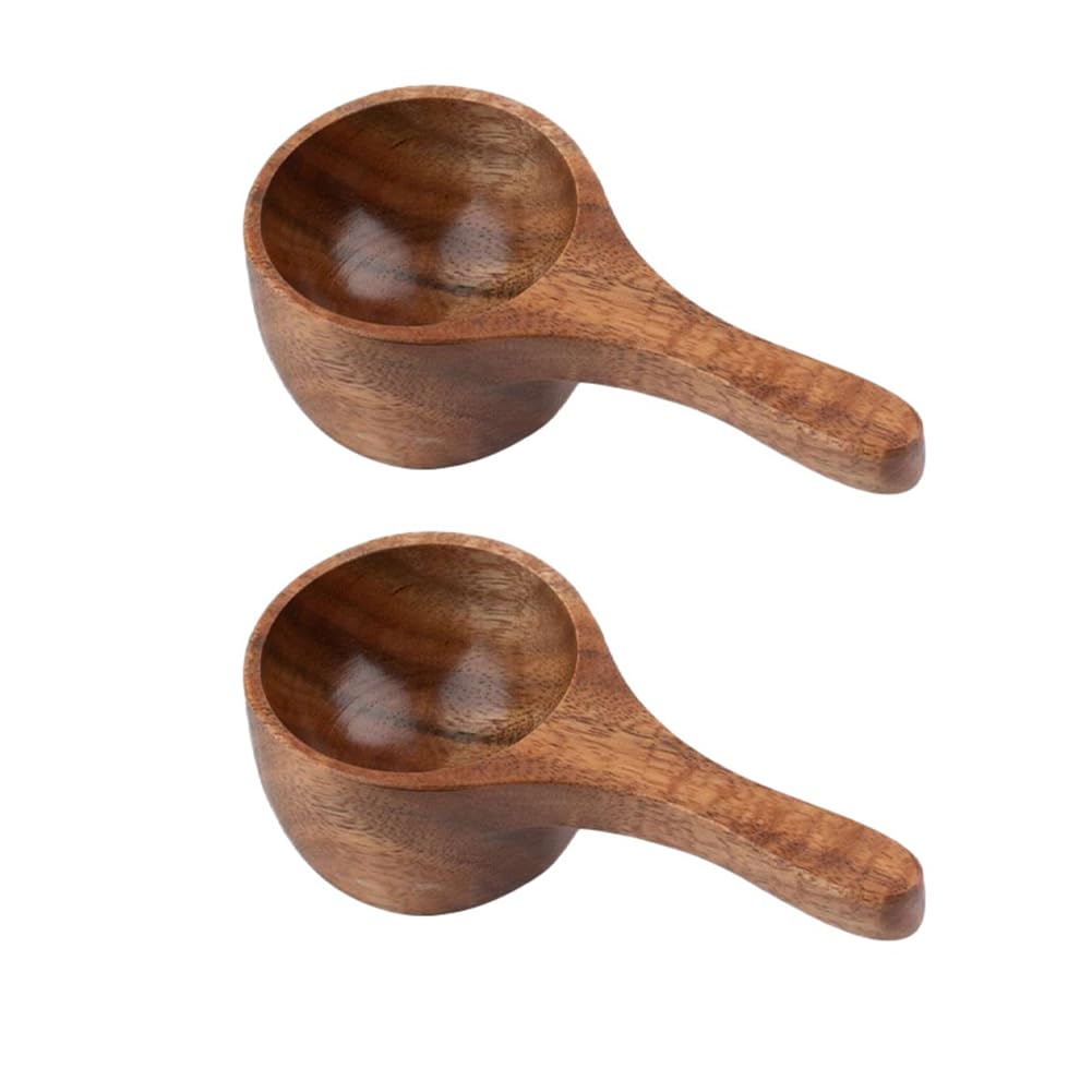 CTRLZS 2Pcs Wooden Spoon Mini Coffee Measuring Cup Wooden Ice Cream Spoon Kitchen Measuring Spoon