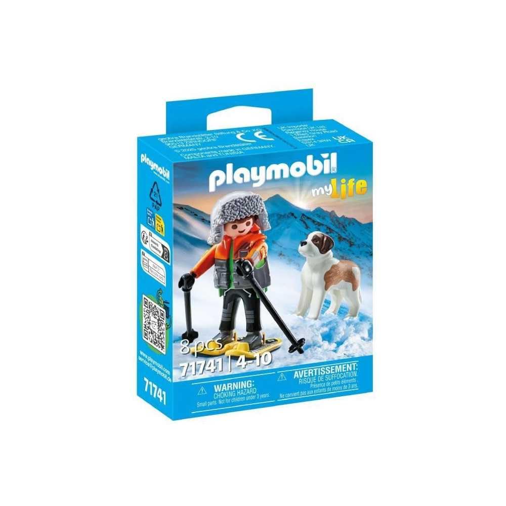 Playmobil 71741 Boy on Snowshoes with Saint Bernard – Winter Adventure Figure & Rescue Dog Companion
