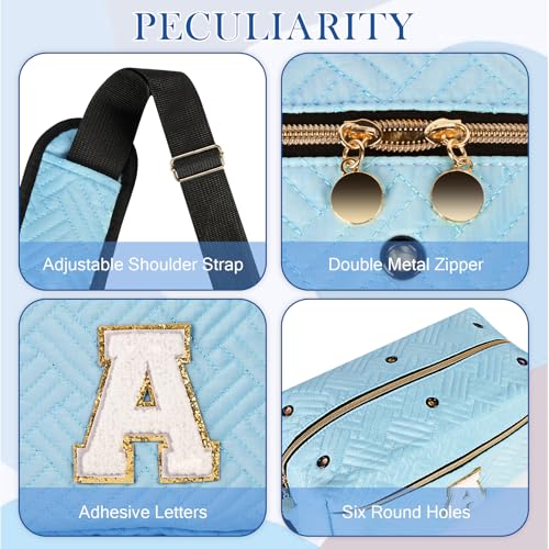 Image of Crochet Bag Storage, Initial Personalized Knitting Bag Organizer, Yarn Holder for Crochet Accessories for Friends, Mom, Grandmother (Blue-Letter A)