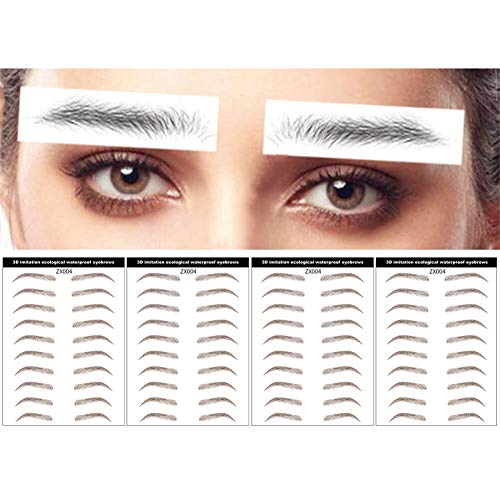 DAGEDA Brown 40 Pairs 4 PC Eyebrow Transfers Stickers, Long Lasting Natural Waterproof Bionic Eyebrow Water Transfer Tattoo Eyebrow Sticker For Woman Man Makeup Tool（#ZX-004）