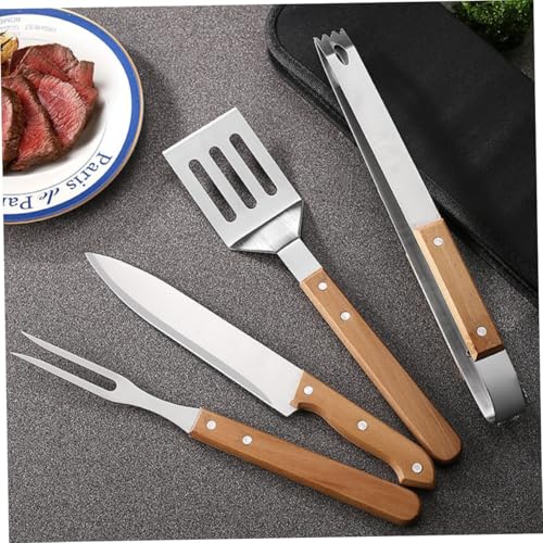 Kit de herramientas para parrilla de acero inoxidable con mango ergonómico miniatura 3