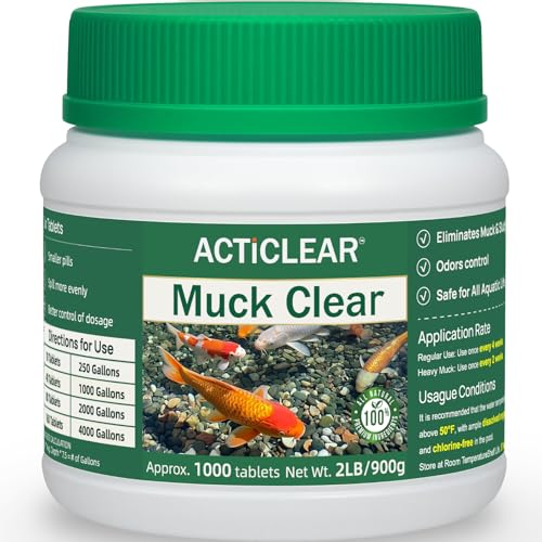 Image of Muck Clear - Natural Pond Sludge Treatment, 2 LB for Ponds, Fountains & Bird Baths, Beneficial Bacteria & Enzymes, Chemical-Free & Safe for Fish, Pets & Wildlife