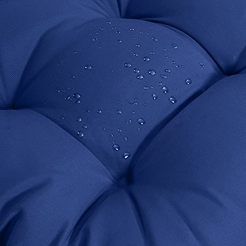 Image of QILLOWAY Outdoor Wicker Cushion Set of 5 - Waterproof Fade Resistant Patio Furniture Cushions, Loveseat 2 U-Shape 2 Lumbar Pillows for Porch, Bench, Backyard, Garden, Navy Blue