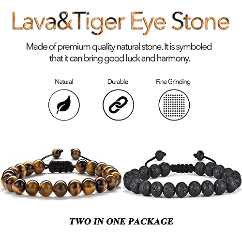 Cool Christmas Gift For Husband From Wife Tiger Eye Bracelet For Men Love Bracelets For Couples 1 Year Anniversary Christmas Unique Gifts For Husband Him Cool Beaded Bracelets Valentine's Day Engagement Gift #TOP3