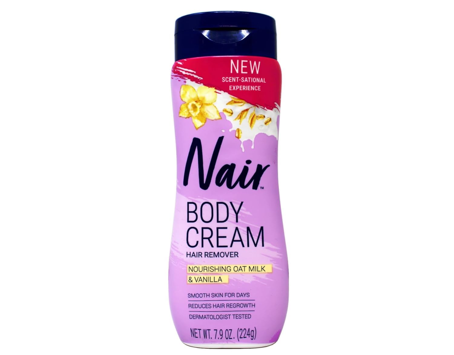 Nair Nourishing Oat Milk & Vanilla Body Cream, Hair Remover 7.9 Oz (224g), White