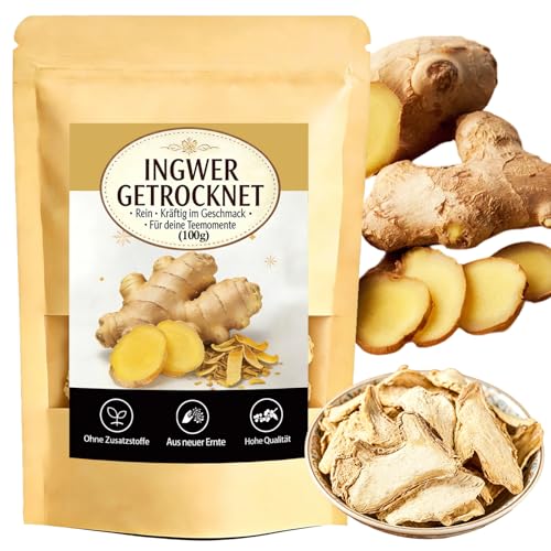 Premium Dried Ginger Root,No Sugar Added,Dry Ginger Pieces for Tea & Cocktails & Sushi Cooking Dehydrated Chinese 干姜片 Unsweetened 100% Natural& No Additives Vegan