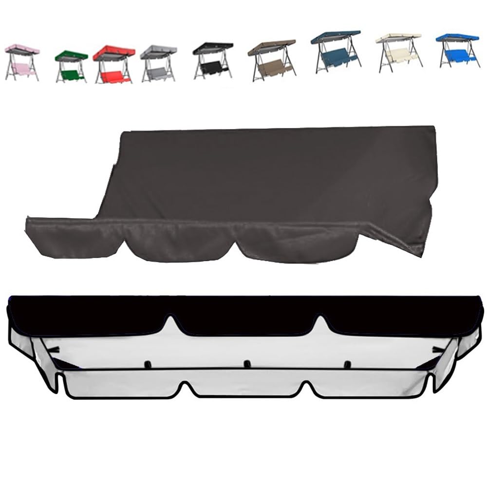 ZYXQQJ Patio Swing Canopy Cover Set 56x47in 65x45in 75x52in Replacement Canopy And Swing Cushion Cover 2 3 Seater Swing Canopy Replacement Cover(Black,164x114cm/65x45in)