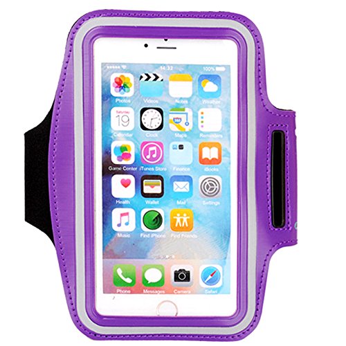 Water Resistant Cell Phone Sports Armband for iPhone 8,7,6,6S,Adjustable Reflective Velcro Workout Band, Key Holder-Black