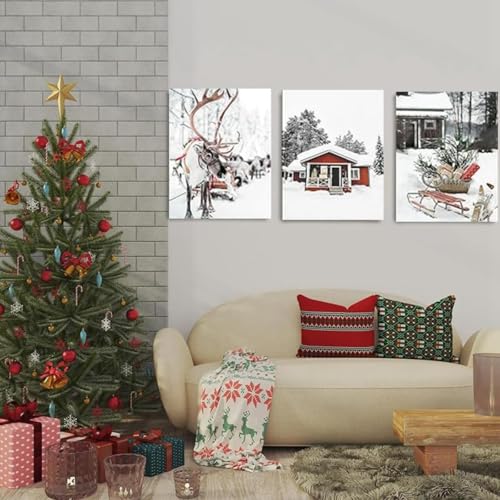 Cadre cerf de Noël pour salon moderne et cocooning - 3