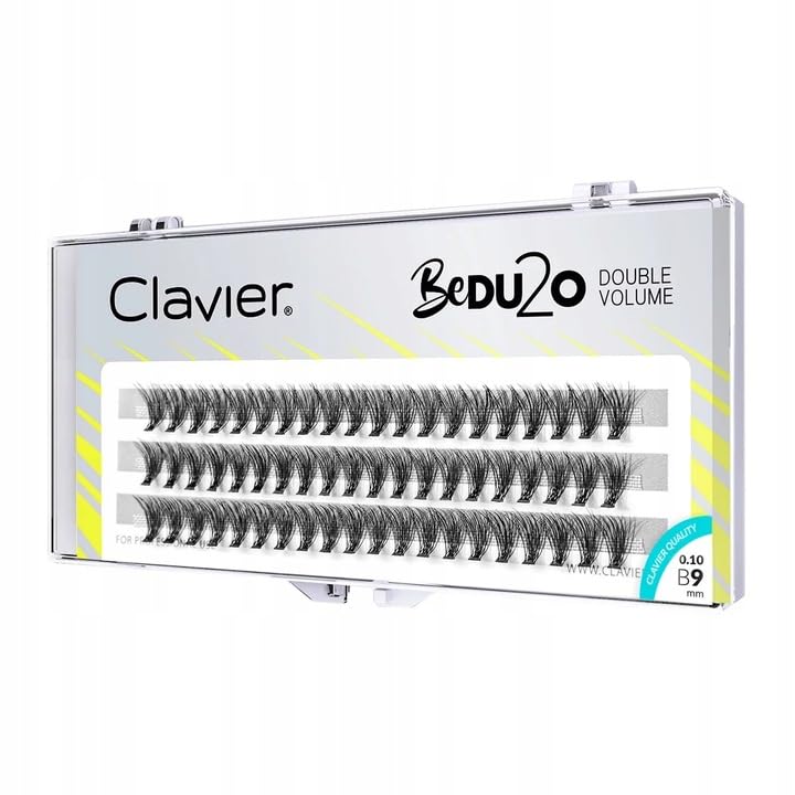 Clavier Ciglia artificiali in ciuffi BeDu2o Double Volume, ciglia in un ciuffo, diverse lunghezze da 8 a 14 mm, ultra volume, per un look perfetto (9 mm)
