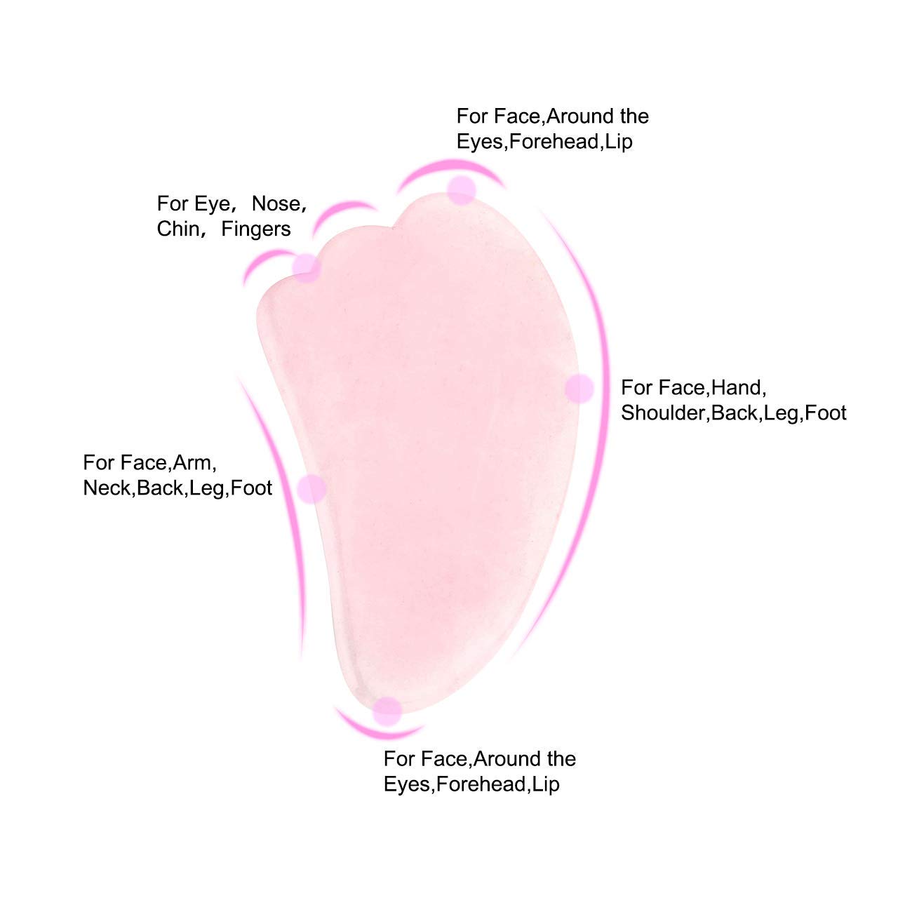 Jovivi Outil de massage en quartz rose naturel Gua Sha - Outil de massage - En forme d'ailes - Guérison - Guasha Board - Guasha - Masque facial traditionnel - Grattoir